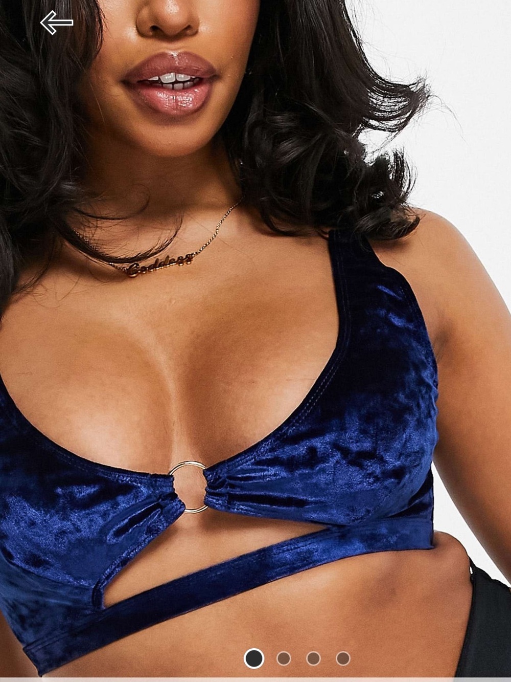 Velvet Ring-Front Bralette in Deep Blue